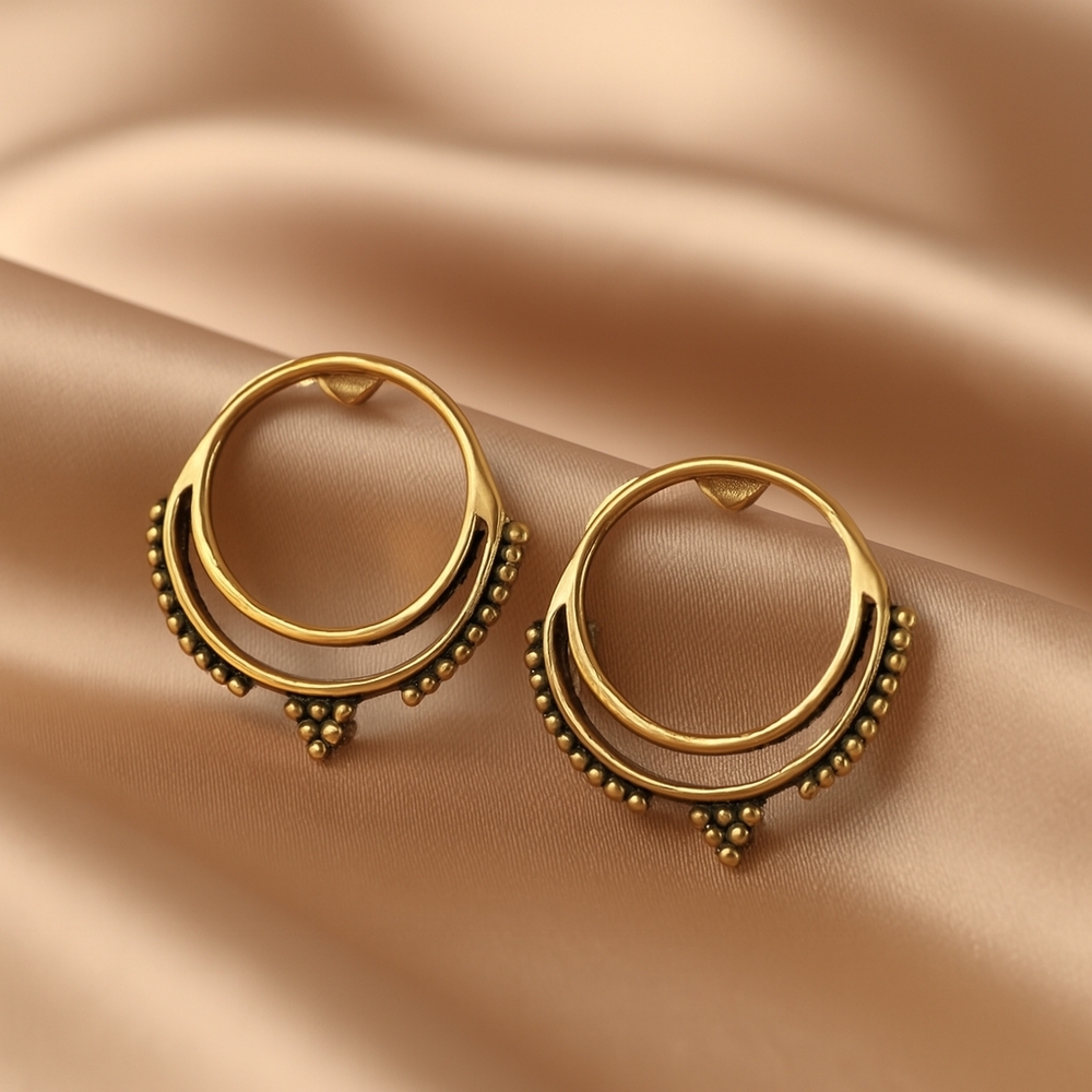 Layered Gold Hoop Earrings with Beaded Accents – Elegant Women’s Fashion Jewelry